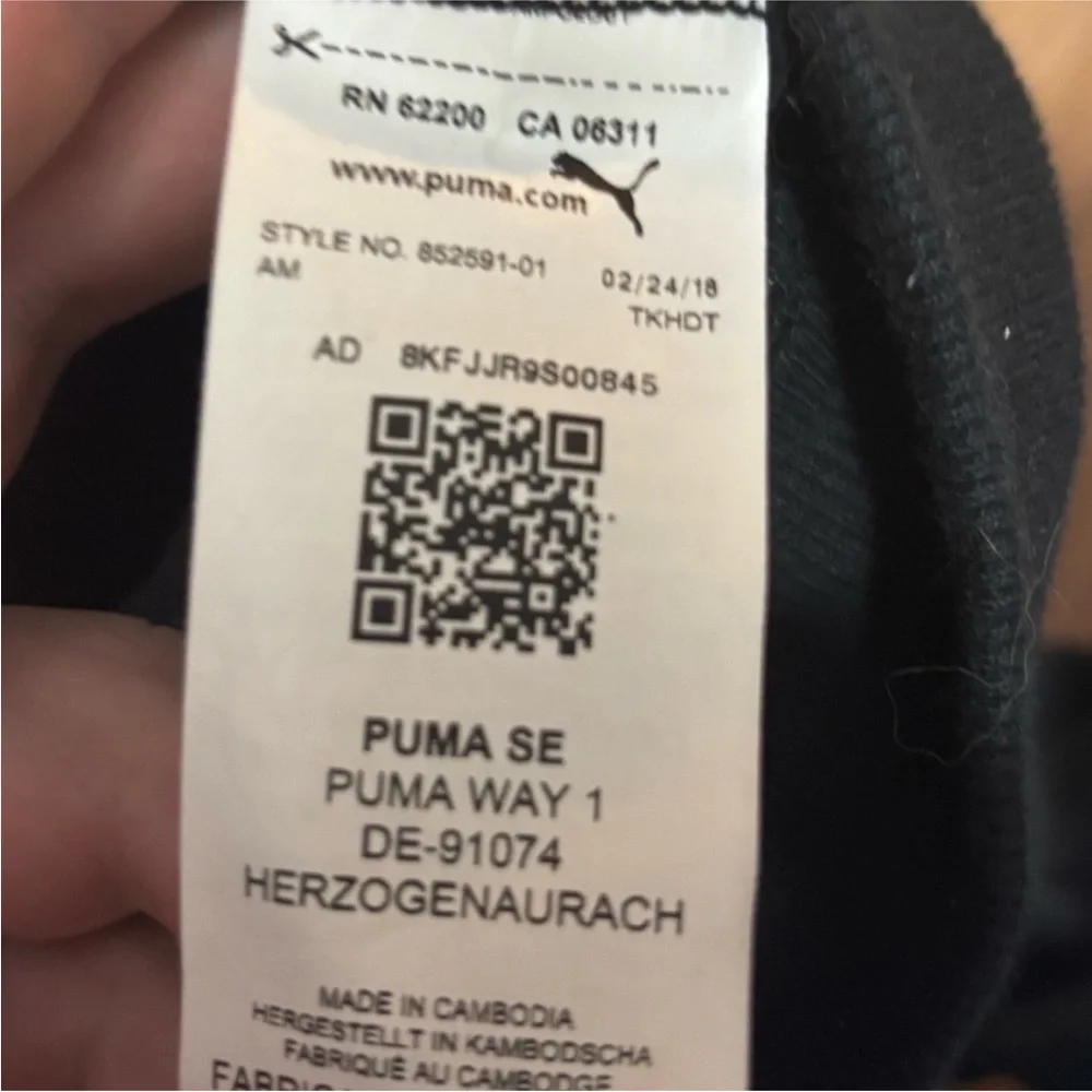 Puma Midnight Black/Charcoal shade Velour Jacket size Small - Picture 7 of 9